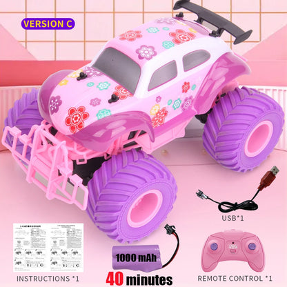 Pink RC Car Off-Road Big Wheel Electric Drive High Speed Purple 2.4G Remote Control Car Girls Trucks Toys for Children Christmas