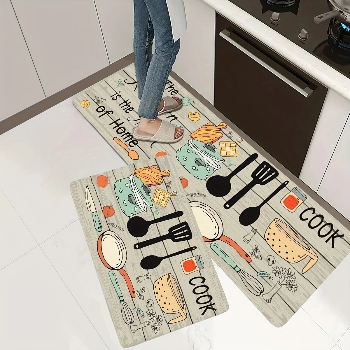 Kitchen Mat Non-slip Kitchen Rug Kitchen Carpet Absorbent Mat Hallway Bedroom Living Room Long Floor Carpet Entrance Doormat