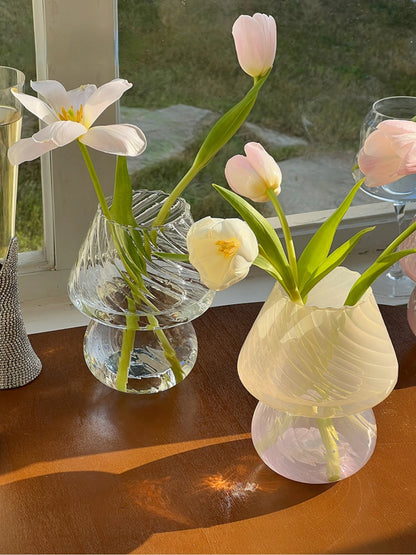 Glass Vase Home Decoration Lamp Flower Vase Mushroom Vases Decorative Vase Hydroponic Vase Tealight Holder Aesthetic Room Decor