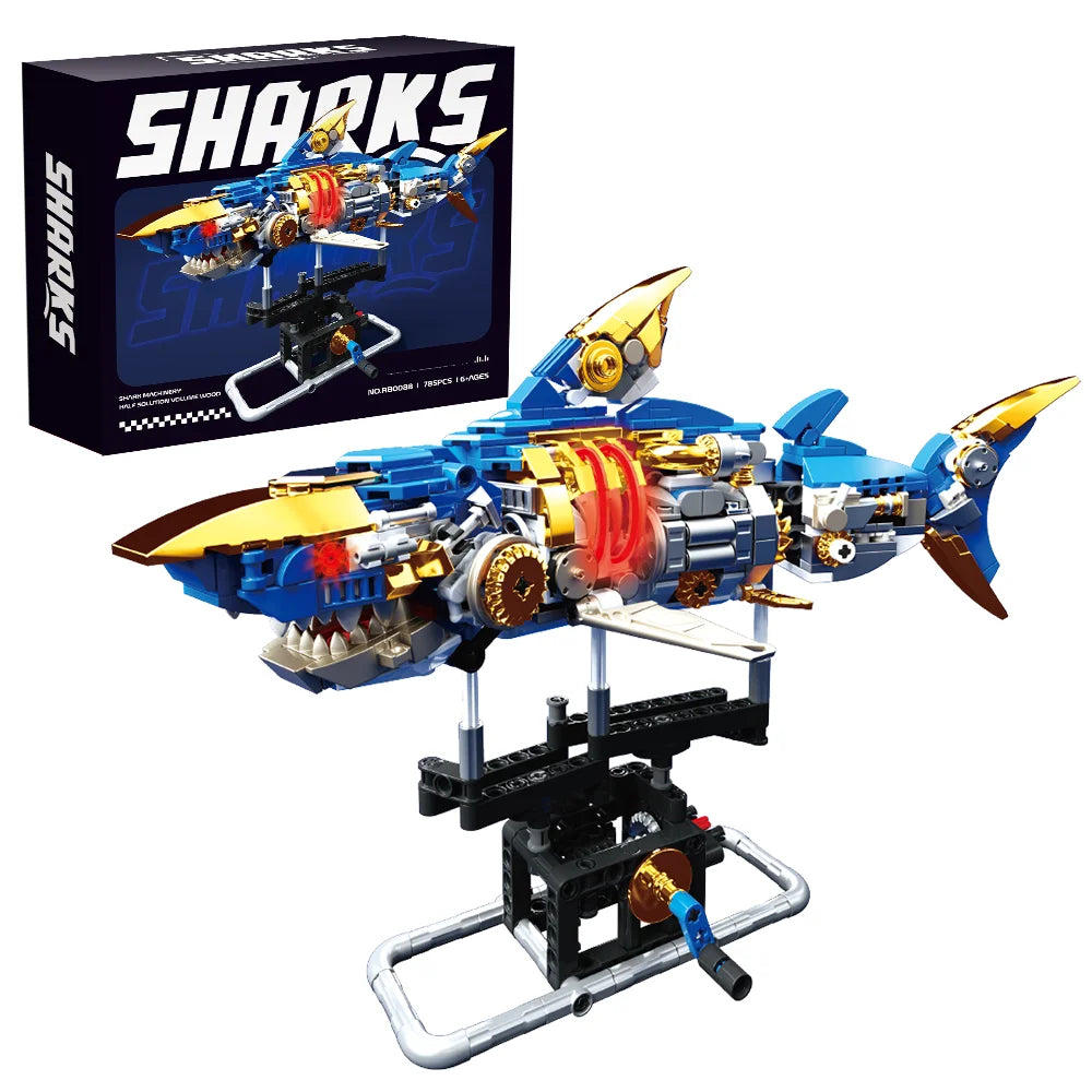 785 PCS  Ideas Shark Building Block Set with Display Stand Sea Animals Building Blocks Toys for Kids Adults  Ocean Lovers