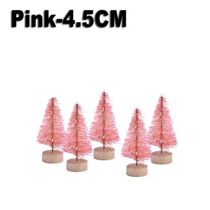 500Pcs Mini Christmas Tree Ornament Small Artificial Pine Sisal Snow Landscape Xmas Trees Christmas Tabletop Navidad Decor Gifts