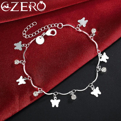 Charm 925 Sterling Silver Bracelets for Women zircon butterfly Chain elegant Fashion Wedding Party Christmas fine Jewelry