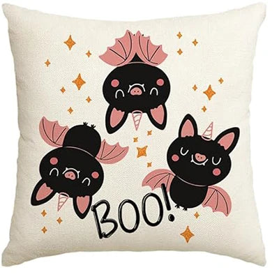 Halloween Shh Cute Ghost Fashionable Trick or Treat Pink Throw Pillow Cover Cushion Cover Sofa Decoration 40X40cm