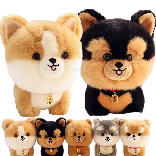 Adorbale Furry Plush Corgi Dog Plush Toy Stuffed Big Head Kawaii Lifelike Animal Shiba inu ChowChow Yorkshire Bichon Husky Doll