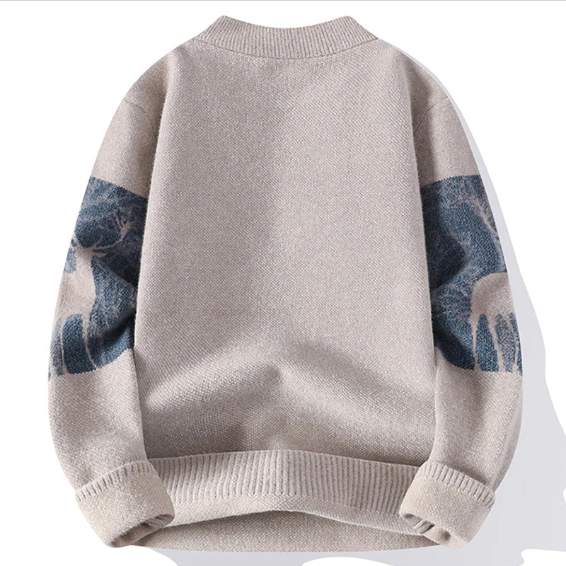 Christmas Sweaters Mens Fall Winter Casual O Neck Long Sleeve Knitted Jumpers Men Clothing Knitting Slim Fit Sweater Streetwear