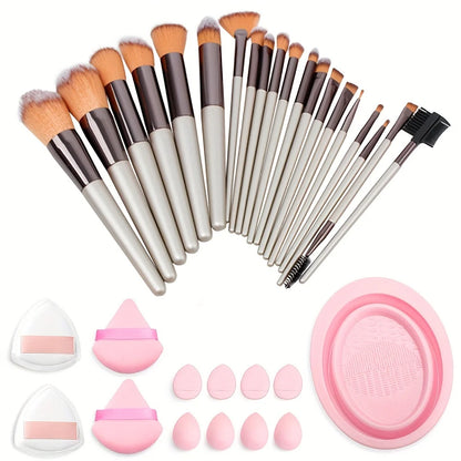 Makeup Brushes 33 Pcs Makeup Kit,Foundation Brush Eyeshadow Brush Make up Brushes Set (Pink, 33 Piece Set Large)