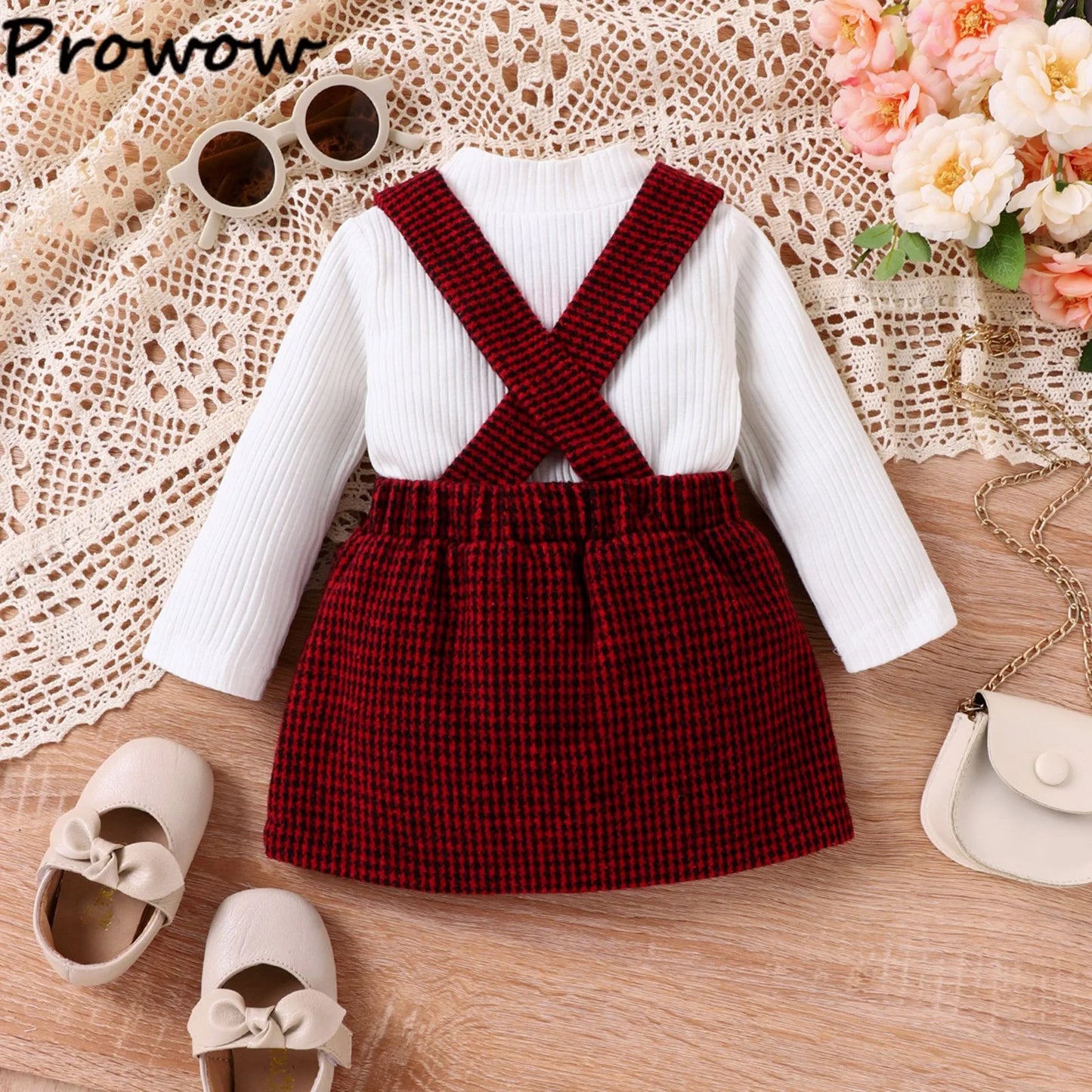 Newborn Clothes 2024 Baby Girl Outfit Set Winter White Lace Collar Top+ Bow Corduroy Red Dress Baby Christmas Clothes Costume