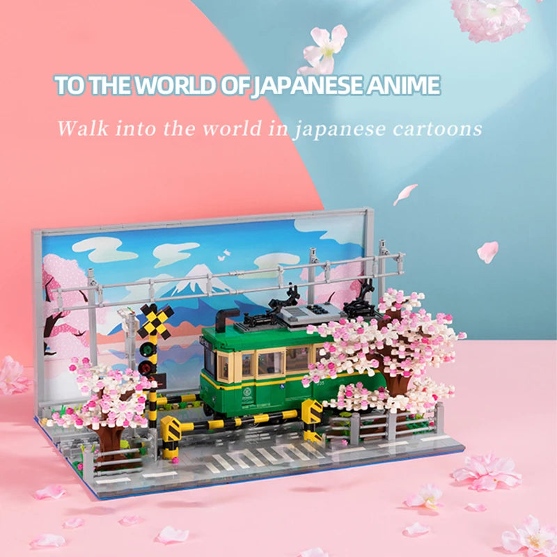 1921PCS Kamakura Train Building Blocks Japanese Street View Classic Anime Scene Model Bricks Set With Mini Figures Kids Toy Gift