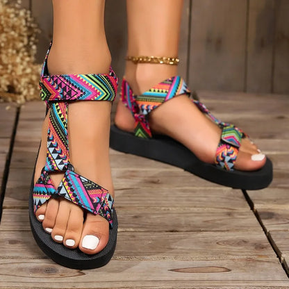 Summer Flat Women's Sandals 2024 Mixed Colors Beach Women Sandals Light Casual Platform Ladies Shoes Outdoor Open Toe Sandalias