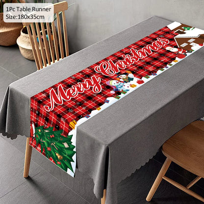 Christmas Table Runner Merry Christmas Decoration for Home Tablecloth Cover Xmas Ornament Navidad Noel Gifts New Year Party 2023