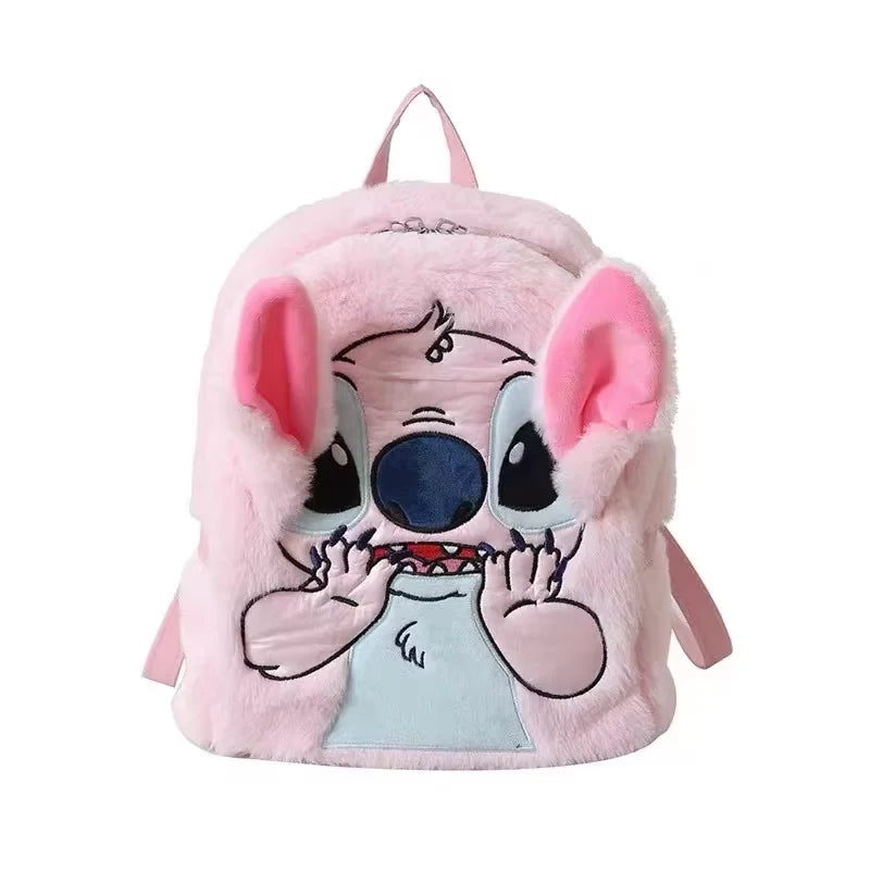 Disney Plush Backpack Ins Japanese Blue Stitch Funny Cartoon Large-Capacity Student Backpack Kindergarten Bag Child Gift