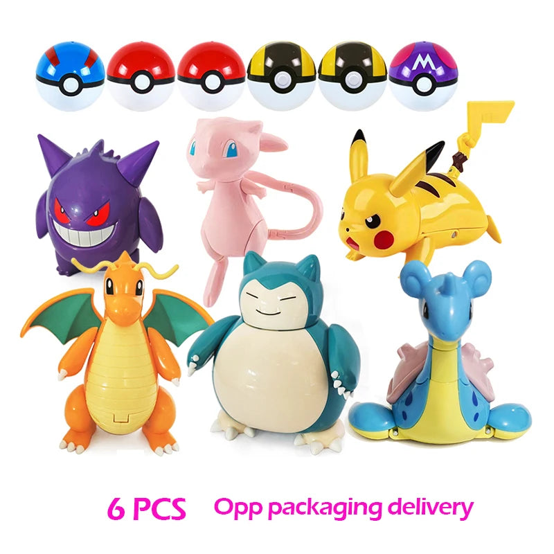 18 style Pokemon Figures Toys elf Monsters Ball Model Pikachu Gengar Pokeball Dragonite Snorlax Pokeball Action Figures gift