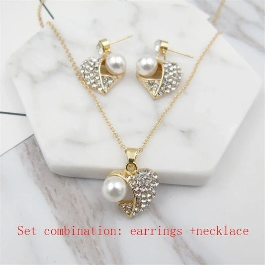 Women's fashion peach pearl jewelry set