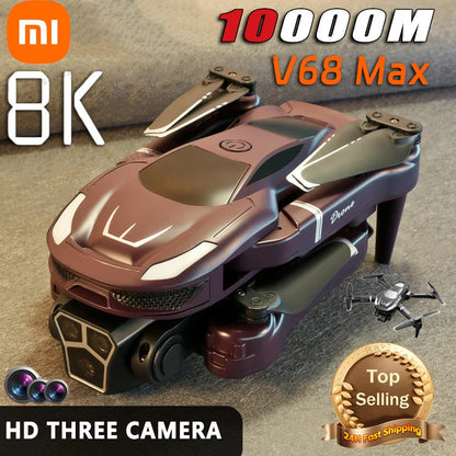 Xiaomi V68 Drone 8K Professional HD Aerial Three-Camera 5G GPS Obstacle Avoidance Drone Quadcopter Foldable Toy UAV 10000M