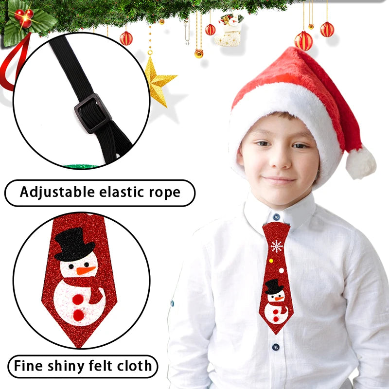 1PC 2024 Christmas Neckties Cartoon Christmas Ties For Boy Girl Santa Claus Party Kids Costume Accessories Christmas Decoration