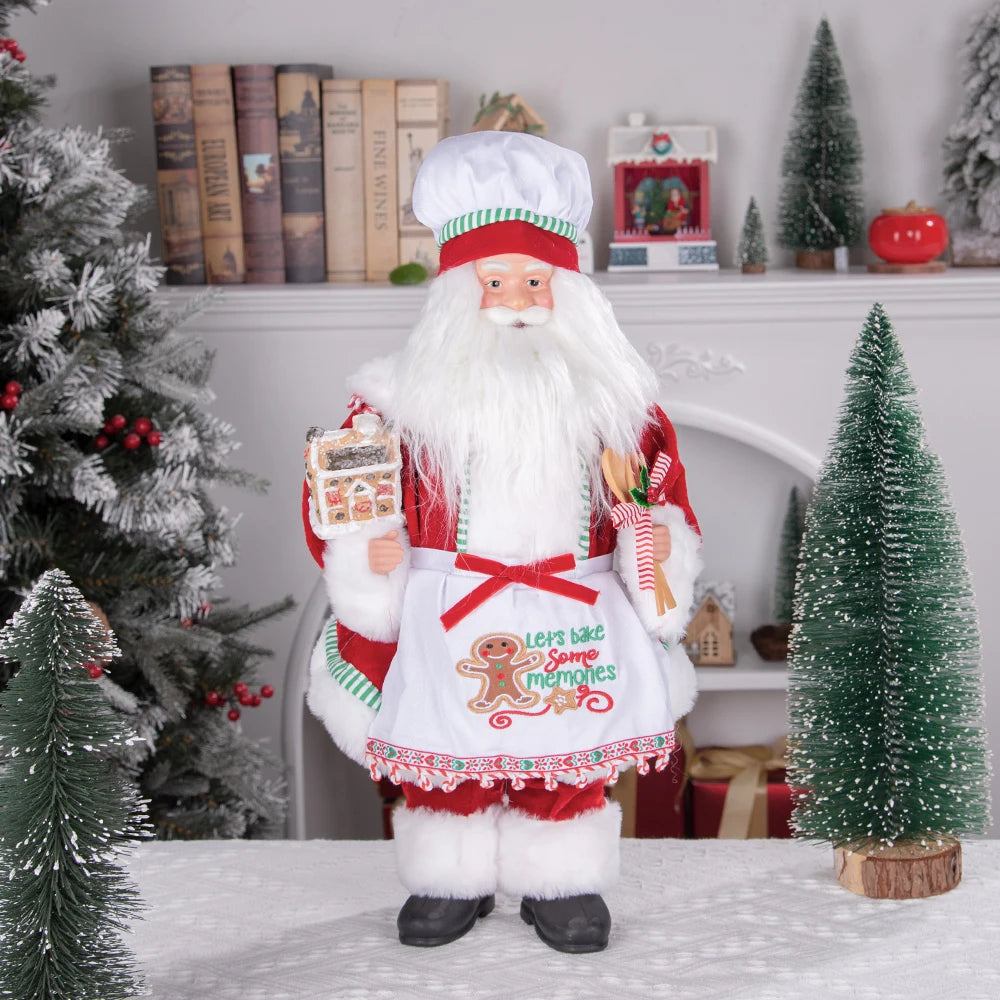 Christmas Holiday Party Supplies Santa Claus Cook 50CM Adorable Gingerbread House Chef Santa Claus Doll For Kitchen Decoration