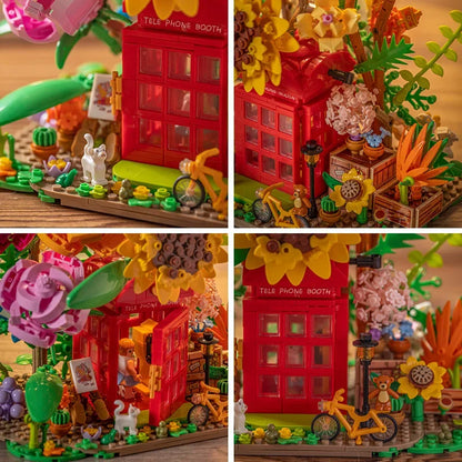 New 1208pcs Eternal Flower building blocks Phone Booth Mini particle 200621 creative assembly pieces puzzle building blocks