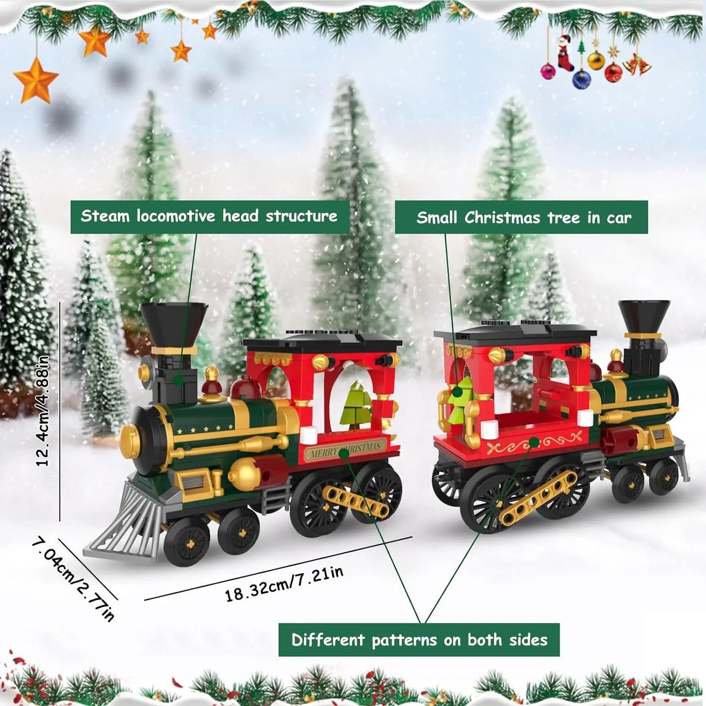 Children's Christmas Train Building Block Set DIY Christmas Tree Music Box Brick Building Toys Home Decoration Holiday Gift