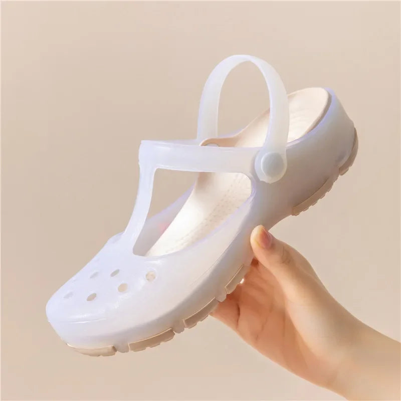 Summer New Women's Sandals Non Slip Soft Soled Jelly Sandals Daily Slip-on Clogs Casual Shoes Fashion Printing Beach Sandals