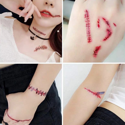 30Pcs Halloween Lifelike Bloody Wound Scary Waterproof Temporary Tattoo Stickers