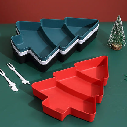 Christmas Tree Shaped Food Tray Christmas Party Chip Candy Dessert Plate Reusable Snack Cookies Tray Xmas Snack Dishes Bowl