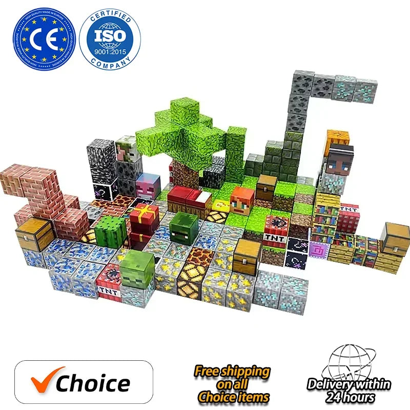 10~200Pcs Magnetic Block Building Blocks Magnetic Attraction Children's Puzzle DIY Diversified and Personalized Assembly Toy Set