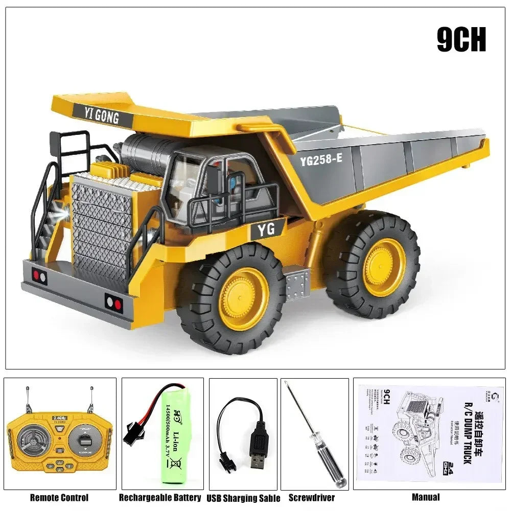 New Remote Control Engineering Vehicle Crawler Truck Bulldozer Toys RC Excavator Dumper Car 2.4G for Boys Kids Christmas Gifts