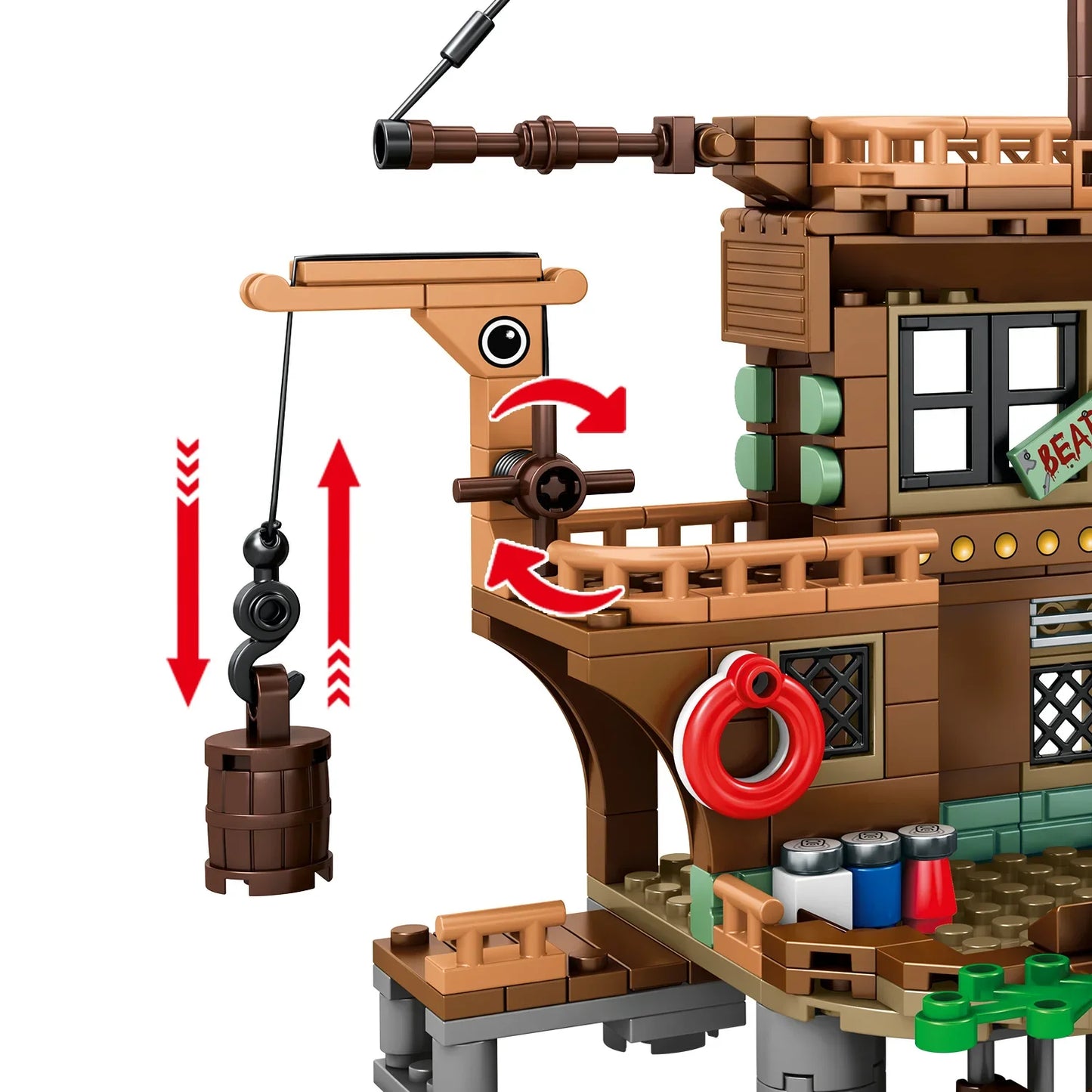 Pirate Ship Model Set Pirate's Wharf Supply Center Building Brick Toy, for Boys and Girl Ages 8 Years and up,DIY Toys,573 Pieces