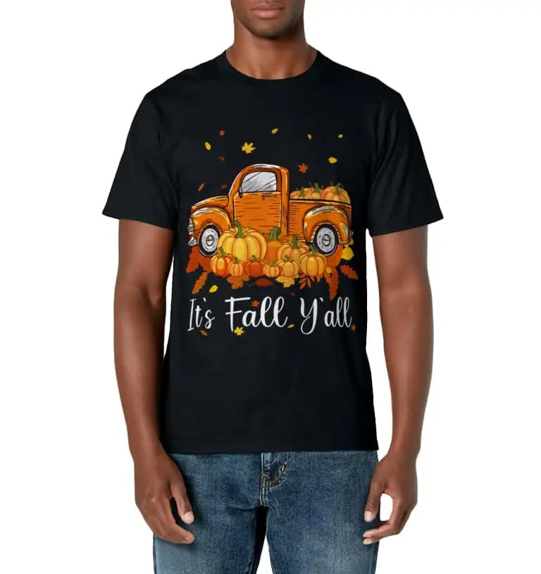 Women It's Fall Y'all Pumpkin Truck Autumn Tree Hello Fall T-Shirt Easy to Wear Simple Practical not Easy to Shrink Durable