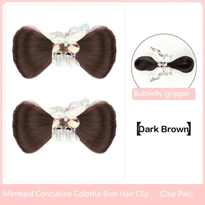 Synthetic Bow knot clip hair bun set clip style hair extensions hair chignons Chicken Feather Claw Double Ball Hair Bag