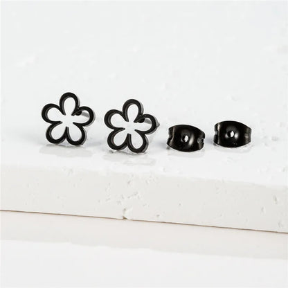 Multiple Stainless Steel Flower Stud Earrings Women Korean Daisy Mandala Rose Lotus Earings Piercing Jewelry Plant Oorbellen