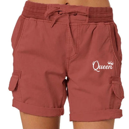 Fashion Queen Printed Women's Cargo Shorts Stretch Golf Active Shorts Work Shorts Outdoor Summer Shorts with Pockets