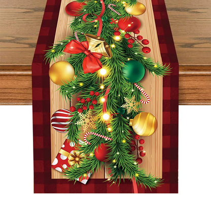 Christmas Polyester Table Runner Merry Christmas Decoration For Home 2023 Xmas Gifts Navidad Noel New Year 2024 Natal Tablecloth