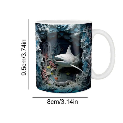 3D Shark Ceramic Mugs Ocean Ceramic Tea Cup Lovers Coffee Cup Christmas Gifts Creative Household kitchen Drinkware Accessories