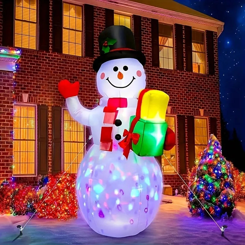 1.5M Inflatable Christmas Snowman，inflatable toys，Rotating LED Lights, Outdoor Patio Christmas Decorations, Festive Display