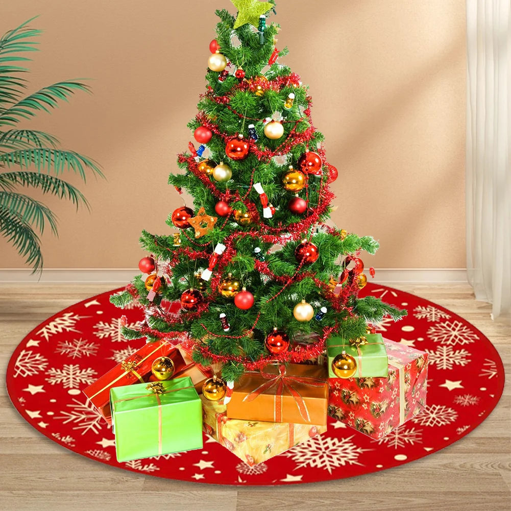 90/60CM Christmas Tree Skirts Santa Claus Printed Xmas Tree Bottom Decor Mat Christmas Tree Decoration Indoor Outdoor Decor