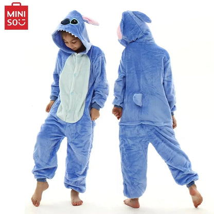 Disney Kids Lilo Stitch Cosplay Costumes Jumpsuit Kigurumi Clothes Stitch Child Hooded Loungewear Halloween Boys Girls Clothes