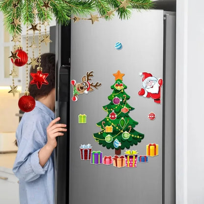 Christmas Themed Magnetic Sticker  3D Christmas Cartoon Magnet Fridge Stickers Soft PVC Magnetic Refrigerator Magnets