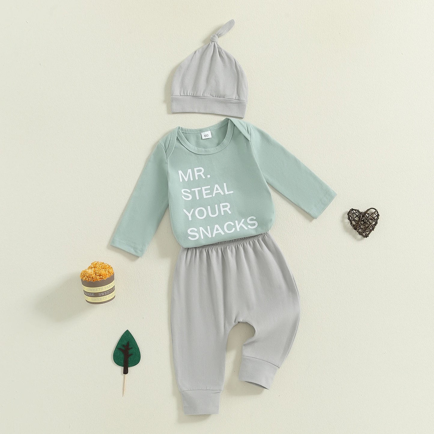 BeQeuewll Casual Baby Boy Fall Clothes Fashion Letter Print Kids Outfits for Newborn Long Sleeve Romper Pants Hat 3 Piece Suits