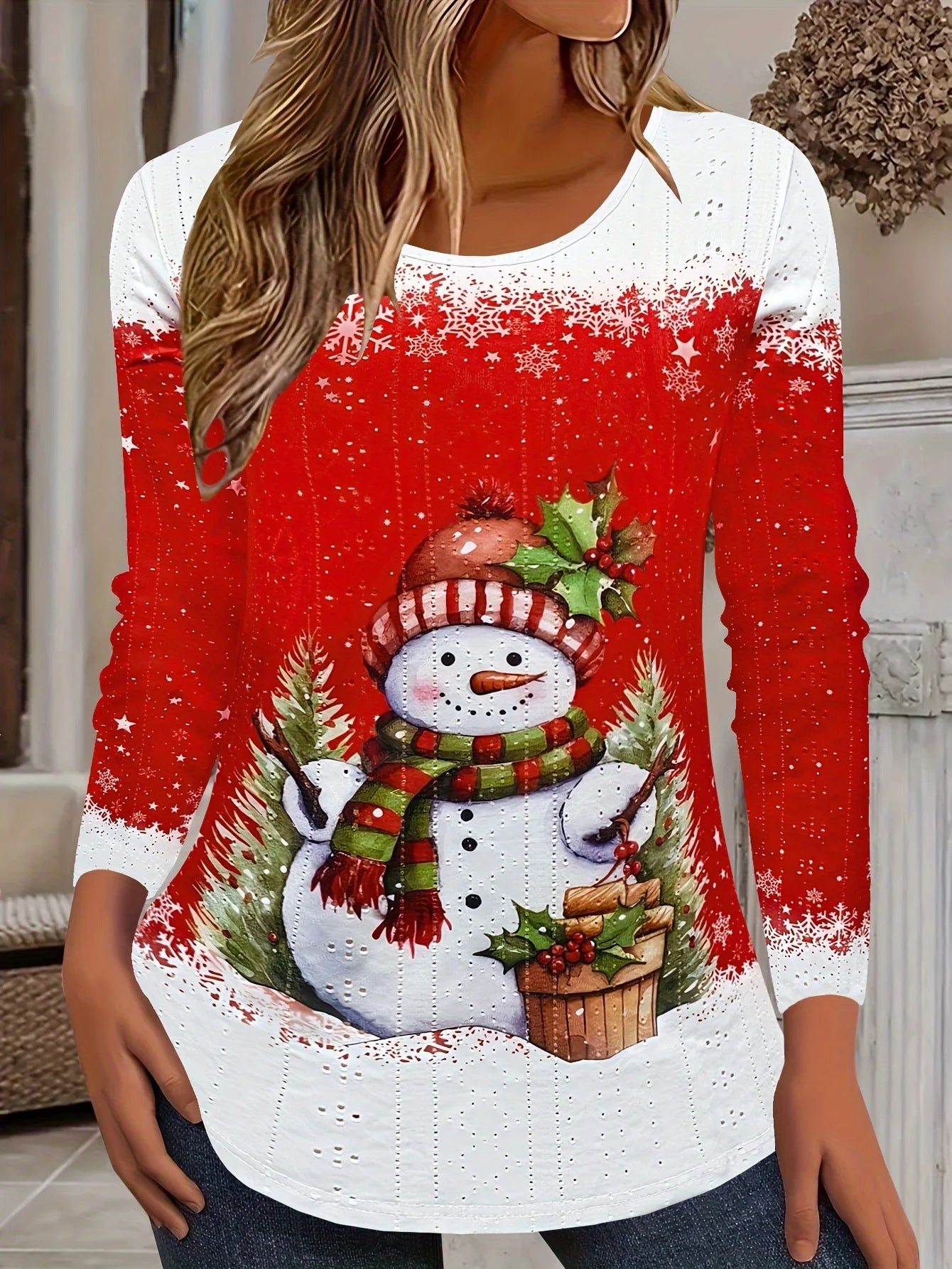 2024 Merry Christmas 3D Print Crew Neck Long Sleeve T-Shirt Fashion Women clothing Casual y2k clothes Harajuku Female clothing