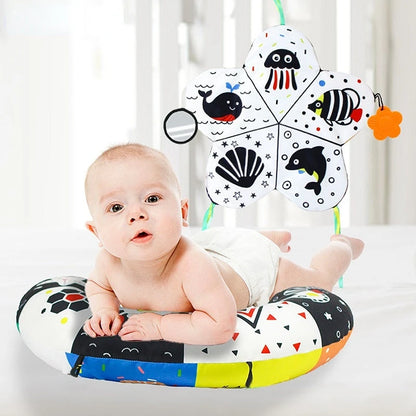 Baby Pillow Tummy Time Toy Black And White Lying Pillow High Contrast Double-Sided Sensory Toy Newborn Head-up Training Pillow