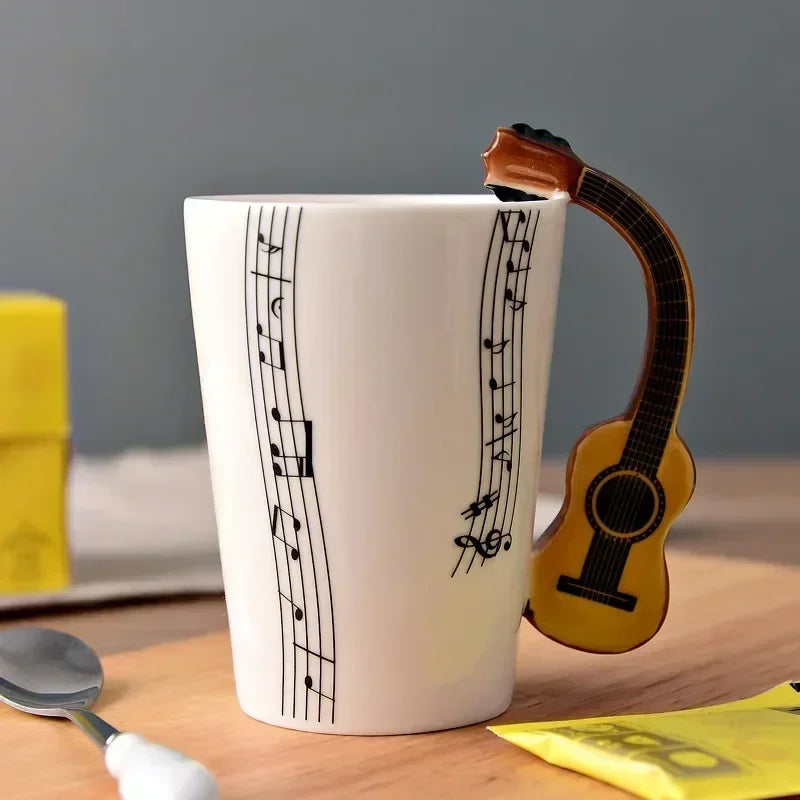 Novelty Music Note Cup Ceramic Guitar Coffee Mugs Personality Tea/Milk/Juice/Lemon Water Bottle Christmas Birthday Gift