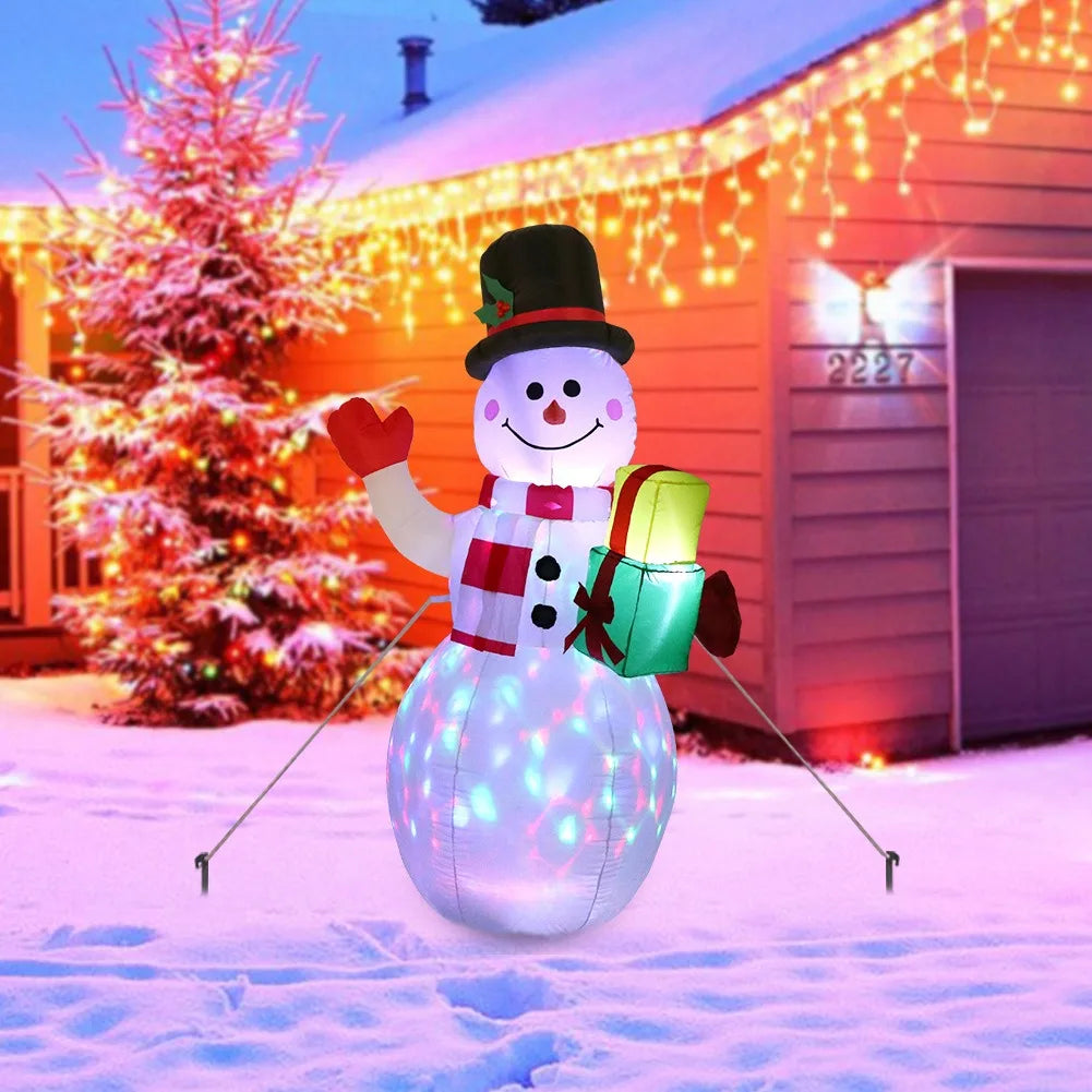 1.5M Inflatable Christmas Snowman，inflatable toys，Rotating LED Lights, Outdoor Patio Christmas Decorations, Festive Display