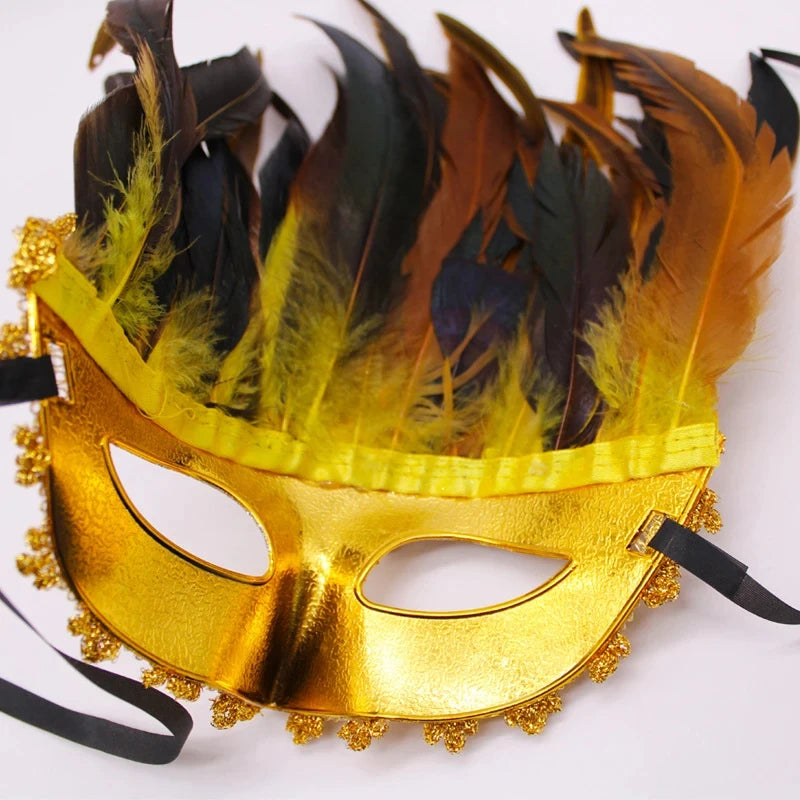 Party Mask Feather Masks Venetian Masquerade Halloween Indian Mask Cosplay Women Eye Masque Bar Nightclub Maske Ball Face