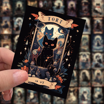 10/30/60pcs Cartoon Cat Tarot Card Stickers Waterproof Graffiti Car Skateboard Laptop Vinyl Cool Goth Decoration Sticker Decals