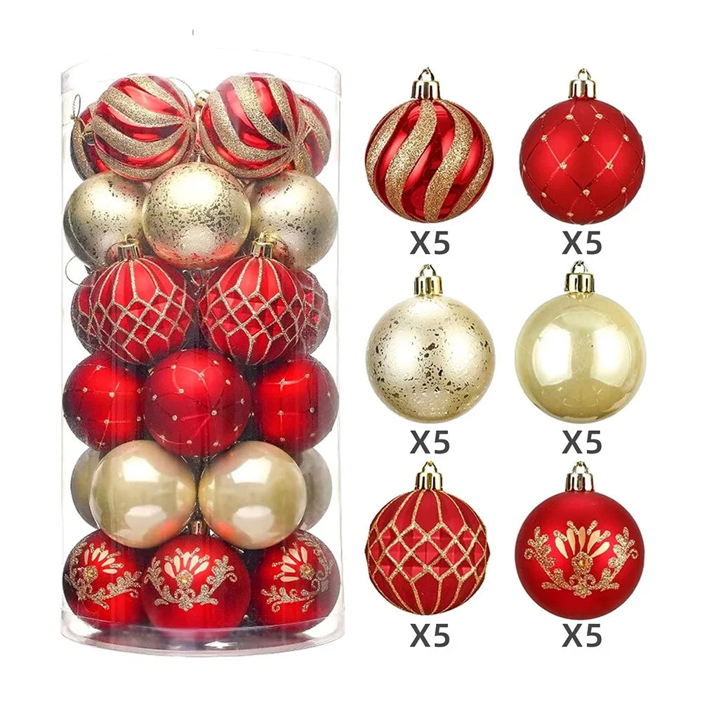 30Pcs Christmas Ball Christmas Tree Decor Ornaments 6cm Size Home Decor Xmas Hanging Tree Pendants New Year Ball Accessories