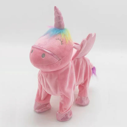 New Electric Walking singing Unicorn Plush Toy Stuffed Animal Pegasus Pony Toys 35cm Music Unicorn Toy for kids Christmas Gifts