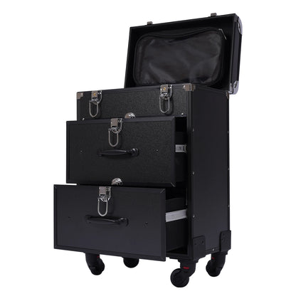 Rolling Makeup Case Large Cosmetic Trolley with Locks Make up Bag with dividers Cosmetics Storage Organizer for On The Go Makeup