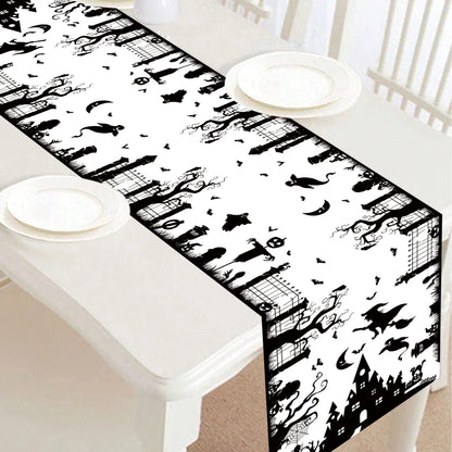 Halloween Pumpkin Ghost Table Runner Happy Halloween Party Decorations 2024 For Home Kitchen Dining Candy Castle Table Covers