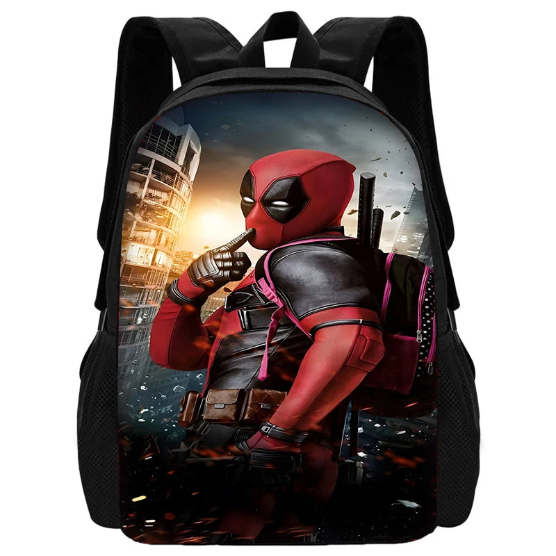 Child Schoo Deadpools Super Heroes Backpack with Lunch Bags ,Pencil Bags ,School Bags for Boys Girls Best Gift